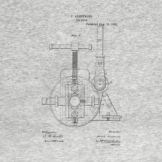 Die Stock Vintage Patent Hand Drawing by TheYoungDesigns